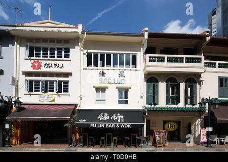 A Conserved 3 storey shophouse converted to business premises along Circular road, Singapore Stock Photo