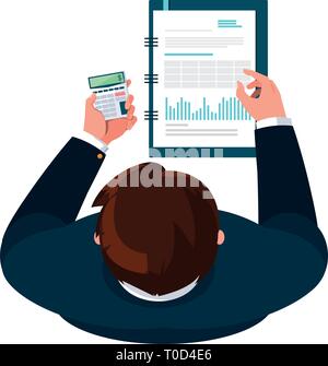 businessman working with office notepad vector illustration design Stock Vector