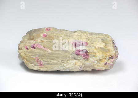 Crystal of major industrial lithium ore spodumene.  Sample from Haapaluoma lithium quarry in Finland. Stock Photo