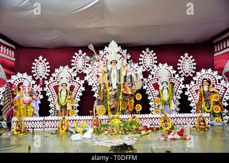 Goddess Durga idol during Navratri festival, Valsad, Gujarat, India, Asia Stock Photo