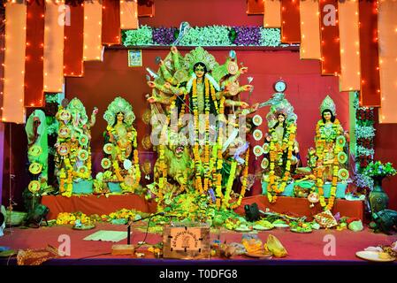 Goddess Durga idol during Navratri festival, Valsad, Gujarat, India, Asia Stock Photo