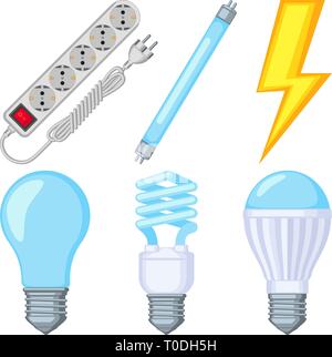 6 colorful cartoon electric elements set Stock Vector