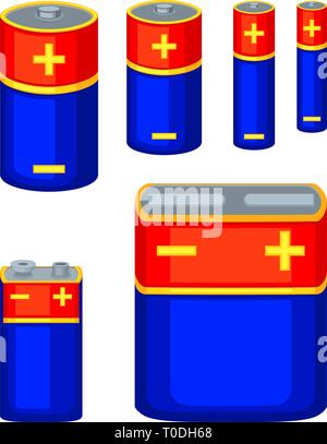Colorful cartoon battery collection Stock Vector