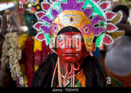 man dress as Hindu God, Thoothukudi, Tamil Nadu, India, Asia Stock Photo