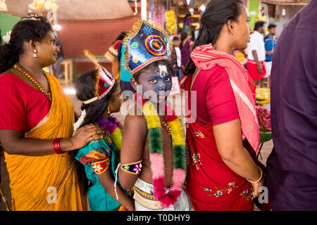child dress as Hindu God goddess, Thoothukudi, Tamil Nadu, India, Asia Stock Photo