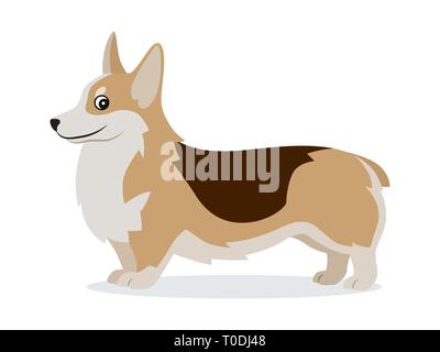 Cute corgi icon, small playful dog with short paws isolated, domestic animal, pet, vector illustration Stock Vector