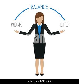 work life balance business woman character isolated on white background vector illustration EPS10 Stock Vector