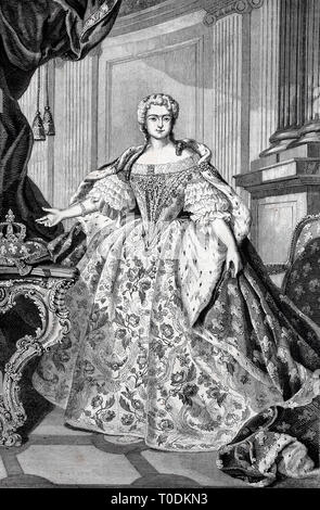 Digital improved reproduction, Maria Karolina Zofia Felicja Leszczynska, born 1703, died 1768, also known as Marie Leczinska, Polish noblewoman and French Queen consort, original woodprint from th 19th century Stock Photo