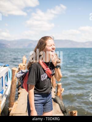 Exploring San Pedro, Lake Atitlan, Guatemala Stock Photo