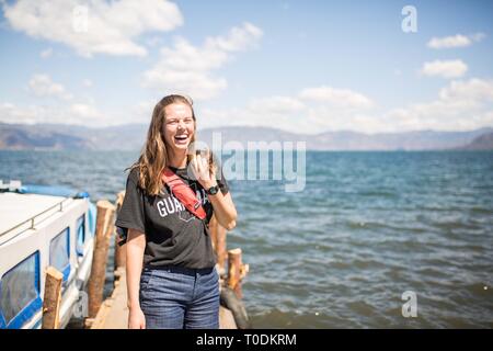 Exploring San Pedro, Lake Atitlan, Guatemala Stock Photo