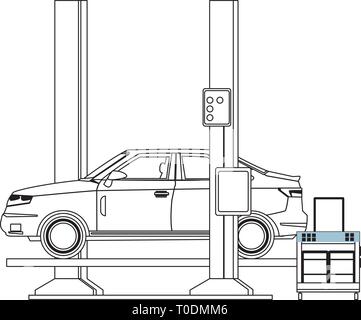 industry car manufacturing cartoon Stock Vector