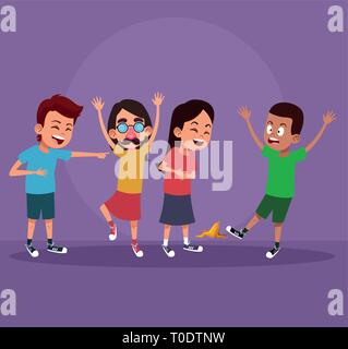 Kids with jokes cartoons Stock Vector