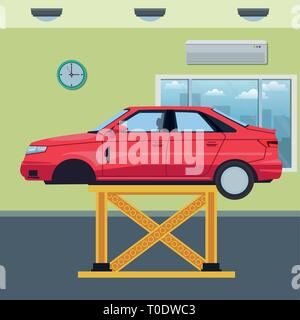 car service manufacturing cartoon Stock Vector