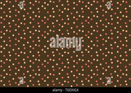 Brown background different dots polka in scatter seamless pattern. Vector illustration. Stock Vector