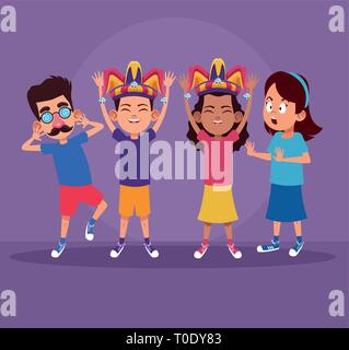 Kids with jokes cartoons Stock Vector