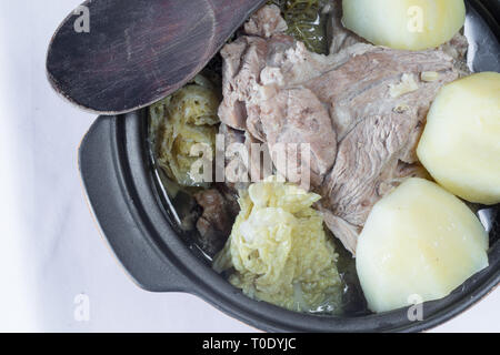 National Norwegian dish of braised Lamb and Cabbage served wit potatoes, Farikal. Stock Photo