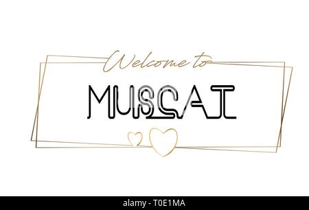 Muscat Welcome To Word Text with Handwritten Font and Red Love Hearts ...