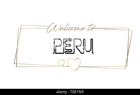 Peru Welcome To Word Text with Handwritten Font and Golden Texture ...