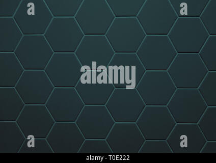Abstract texture of tile hexagon pattern background dark green color Stock Photo