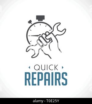 Repairs icon - hand with wrench concept Stock Vector