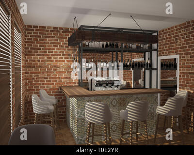 3d restaurant rendering / fast food stand Stock Photo - Alamy