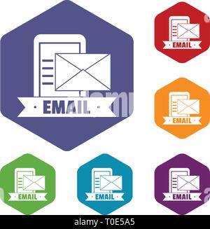 Email icons vector hexahedron Stock Vector