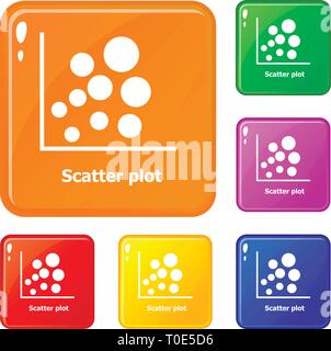 Scatter plot icons set vector color Stock Vector