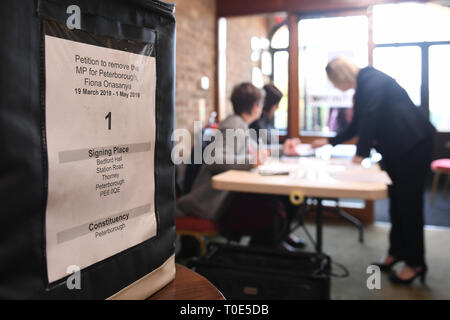 Bedford Hall in Thorney, Peterborough, where voters are being given the opportunity to sign a petition to force a by-election following the conviction of local MP Fiona Onsanya for lying about a speeding offence. Stock Photo