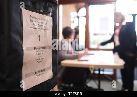 Bedford Hall in Thorney, Peterborough, where voters are being given the opportunity to sign a petition to force a by-election following the conviction of local MP Fiona Onsanya for lying about a speeding offence. Stock Photo