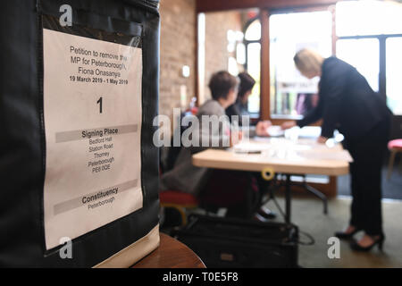 Bedford Hall in Thorney, Peterborough, where voters are being given the opportunity to sign a petition to force a by-election following the conviction of local MP Fiona Onasanya for lying about a speeding offence. Stock Photo