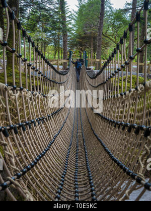 walking through Kells Gardens and rope bridge Stock Photo