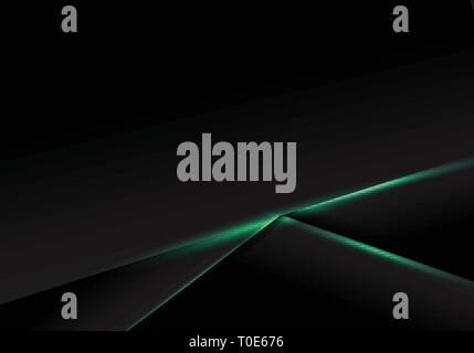 Abstract template black frame layout with green neon light on dark background. Futuristic technology concept. Vector illustration Stock Vector