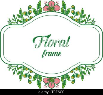Vector illustration shape green leafy flower frame with marriage ...