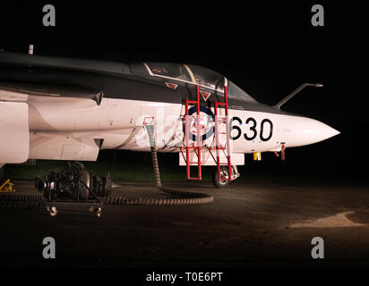 The Blackburn Buccaneer is a British carrier-borne attack aircraft designed in the 1950s for the Royal Navy. Stock Photo