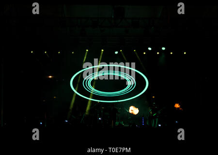 Green light effect on a music concert Stock Photo