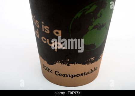100% compostable coffee cup Stock Photo