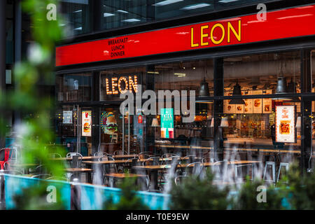 Leon Fast Food Restaurant London - the Leon restaurant in London's Spitalfields Market Stock Photo