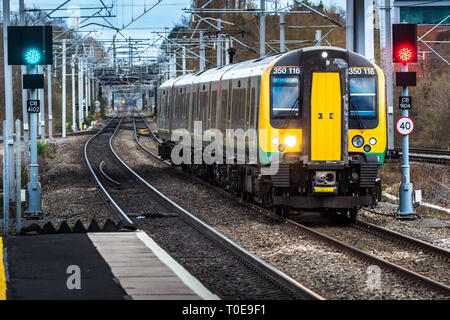 LNWR London Northwestern Railway train passing through Hampton-in-Arden station near Birmingham UK Stock Photo