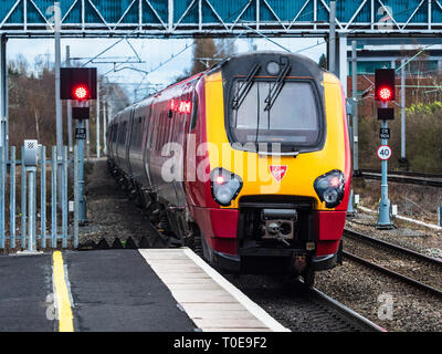 Virgin Trains Class 221 Super Voyager Train at Hampton-in-Arden Station near Birmingham UK Stock Photo