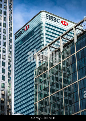 Canary Wharf Tower, HSBC Building and Citi Building seen from Aspen Way ...