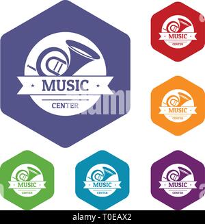Musical instrument trumpet icons vector hexahedron Stock Vector