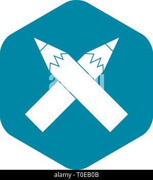 Two crossed pencils icon, simple style Stock Vector