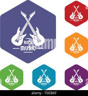 Electric guitar icons vector hexahedron Stock Vector