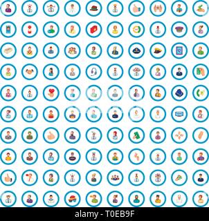 100 human resource icons set, cartoon style Stock Vector