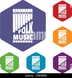 Flute pan icons vector hexahedron Stock Vector