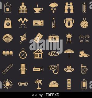 Holiday icons set, simple style Stock Vector