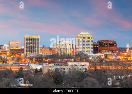 Colorado Springs, Colorado, USA downtown city skyline at dusk. Stock Photo