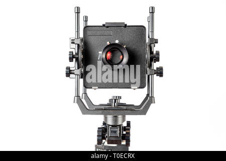 Horizontal shot of a Professional View Camera Isolated on White With Copy Space. Stock Photo