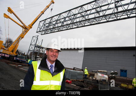 FREE FIRST USE  A massive truss is installed at Tollcross International Swimming Centre to prepare the venue for the 2014 Commonwealth Games.  Lord Sm Stock Photo