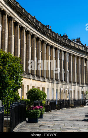 A view of the architecture of the Georgian buildings of the Royal Crescent in Bath, England Stock Photo